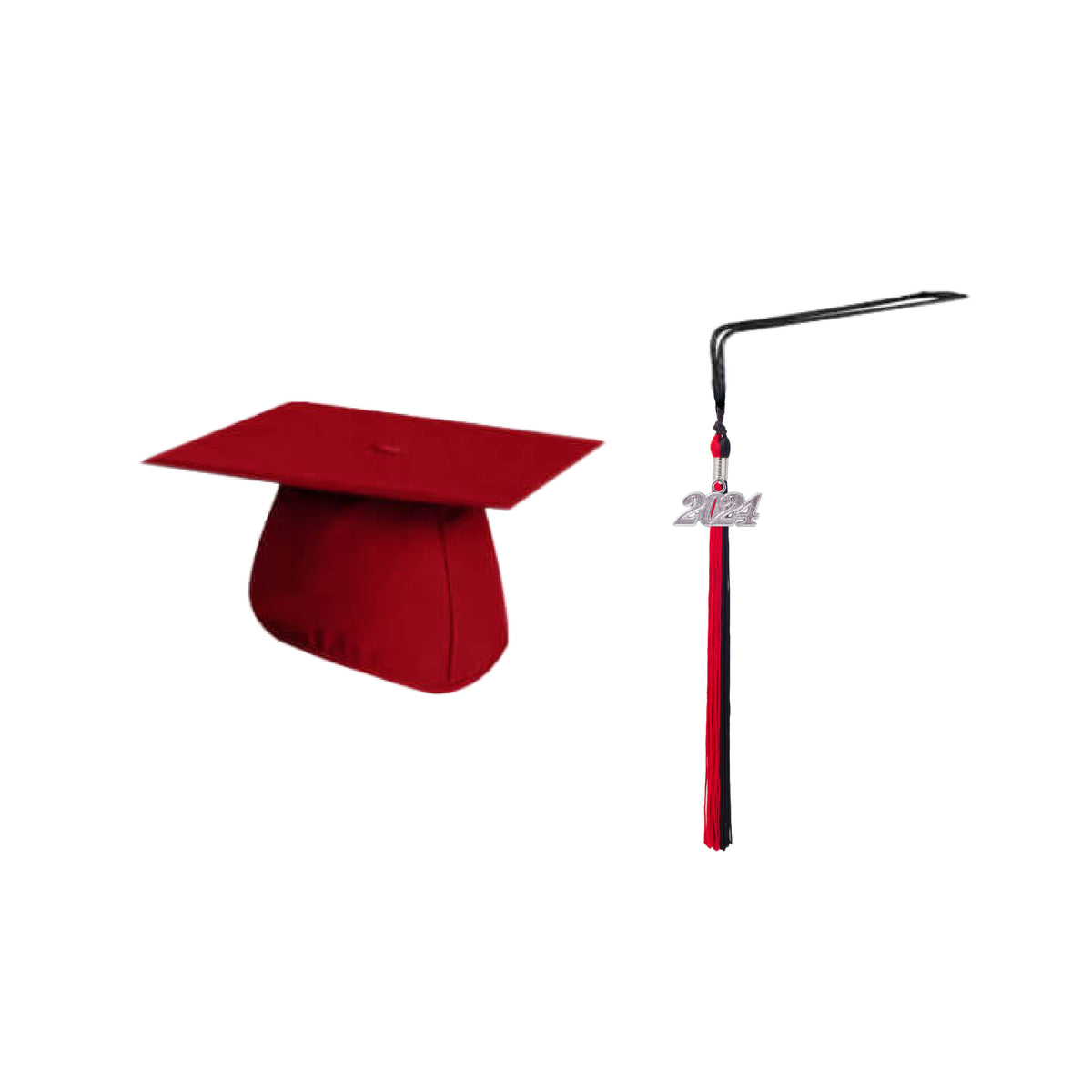 Matte Red Cap, Gown and Tassel